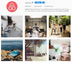 AirBnB instagram page 