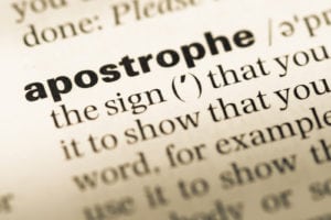 Text focusing on word 'apostrophe'