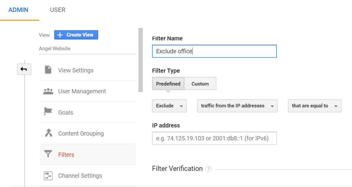 filter name in google analytics