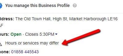 How to remove the ‘Hours or services may differ’ notice on your Google Business
